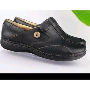 Clarks 9.5 M Unstructured Un Loop Loafer Black Leather Slip On Shoe Comfort